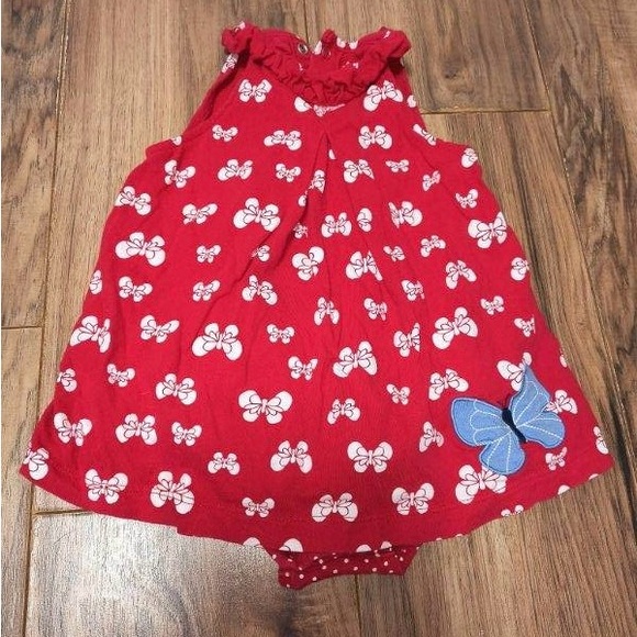 Carter's Red Bodysuit with White and Blue Butterfly Design - Picture 1 of 1